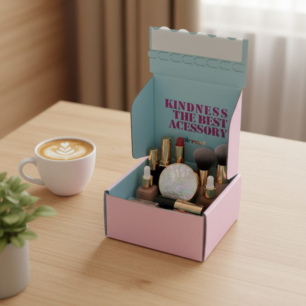 Accessory display box with cosmetic products for skincare packaging