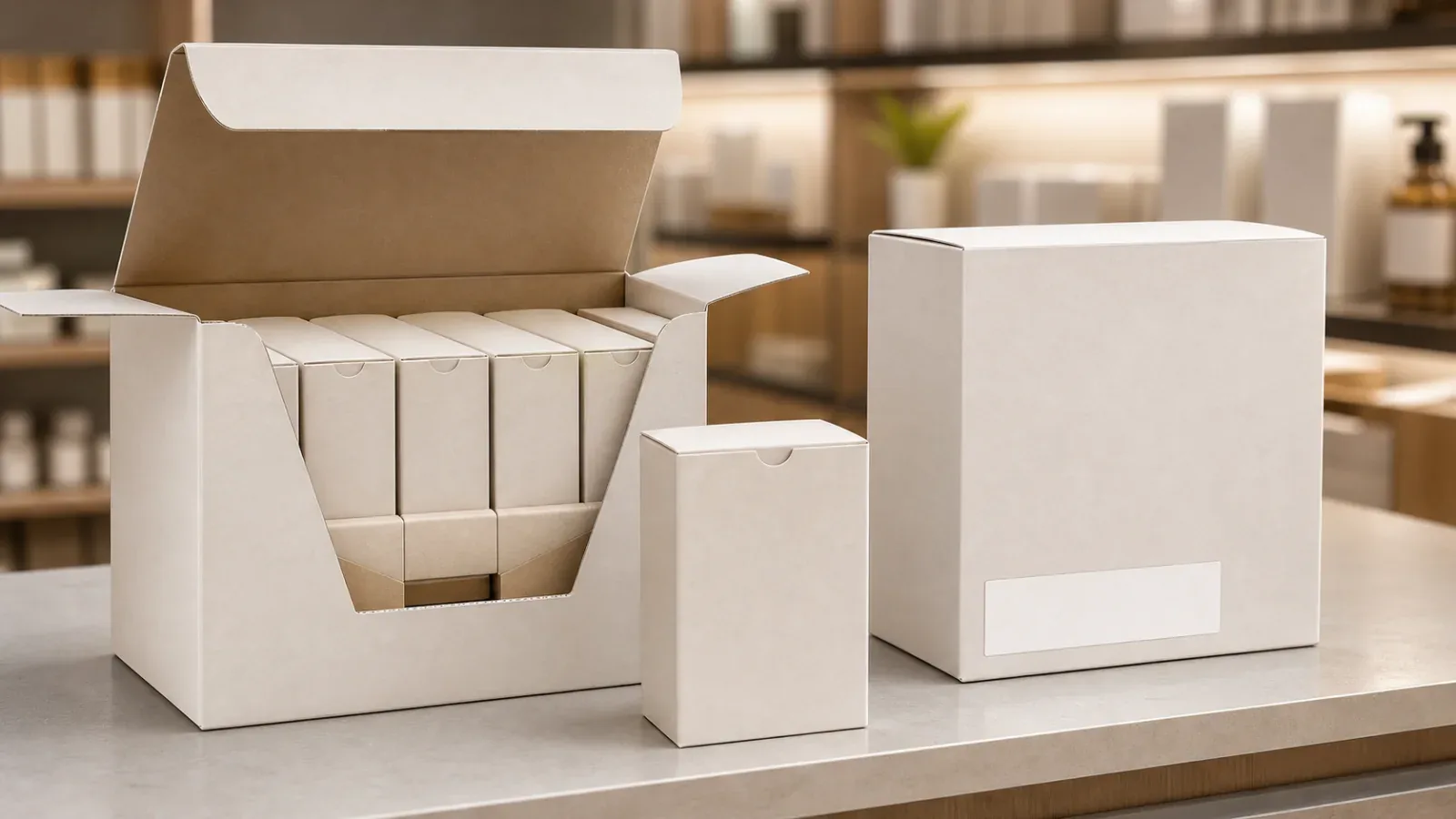 Retail multipack carton used to assess cosmetics packaging format fit