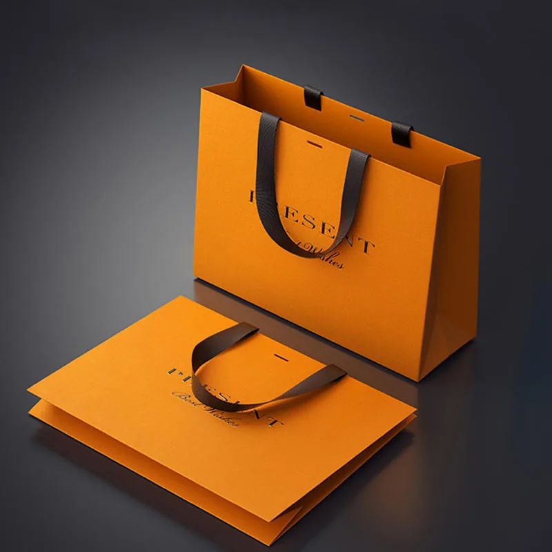 Custom printed paper shopping bag with cord handles