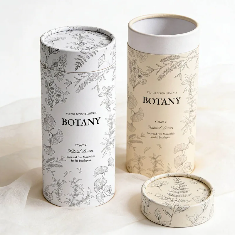 Botanical printed paper tubes for gift and PR packaging