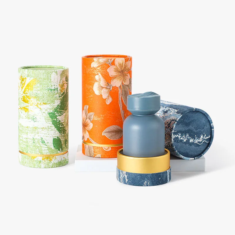 Custom printed cosmetic paper tubes with metallic trim and product fit